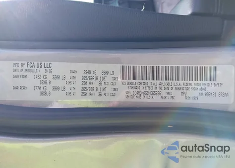 2017 Dodge Durango Sxt Rwd z USA, uszkodzony, nr VIN 1C4RDHAG9HC652261